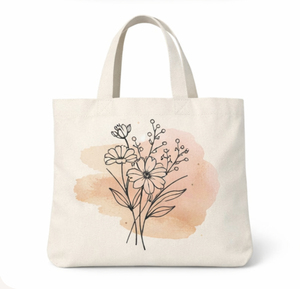 Canvas Tote <b>Bag</b> With Floral Print <b>Medium</b> Size Daily Shopping <b>Bag</b> Hand Length Handle Eco Friendly Reusable Tote <b>Bags</b> - Product Image 4