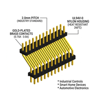Pin Header in Lega di Zinco e Ottone per Impieghi Gravosi da 2,00 mm (Nero/Oro) per Attrezzature