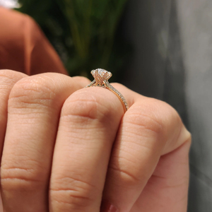 Bague de fiançailles pour femme en diamant taille princesse, or massif 18 carats plaqué or rose, style classique - Product Image 3