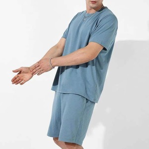 New Style Solid Color Men Casual Summer Tracksuit Set Loose Fit Short Sleeve T Shirt and Comfortable Shorts Two Piece Outfit - Product Image 2