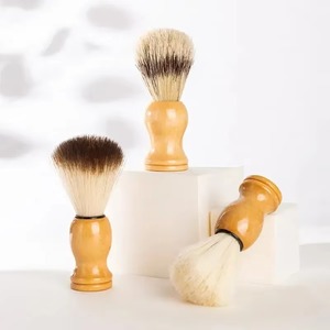 Juego de 3 brochas de afeitar para hombre, herramienta de limpieza facial y de barba para barbería, brocha de afeitar con mango de madera - Product Image 3