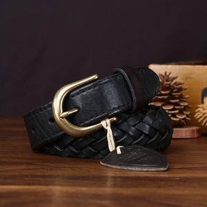 Cinturón de Cuero Vintage de Diseño de Alta Gama, Cinturón Tejido a Mano de Cuero Genuino, Cinturón Casual de Cuero Vacuno de Primera Calidad para Mujer - Product Image 3