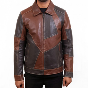 High Quality <b>Men</b> <b>Leather</b> <b>Jacket</b> Street Style Turn Down Collar Adjustable Cuffs Secure Closure Wholesale Custom <b>Leather</b> <b>Jacket</b> - Product Image 1