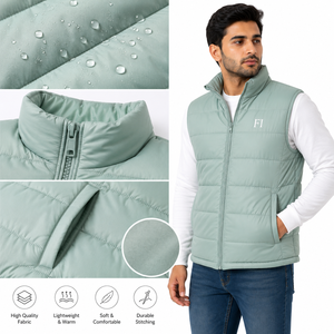 Gilet matelassé sans manches pour homme, col montant, fermeture éclair intégrale, style décontracté, hiver, OEM USA - Product Image 5