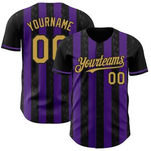Maillot de baseball sportif personnalisé noir et violet, imprimé, manches courtes, unisexe, 100% polyester, léger, respirant, toutes saisons - Product Image 1