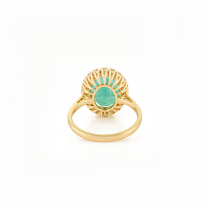 Anillo de Oro Amarillo Puro K14 con Esmeralda y Diamantes, Diseño de Racimo, Lujoso, para Boda, al Mejor Precio, Joyería Exclusiva, OEM ODM - Product Image 6