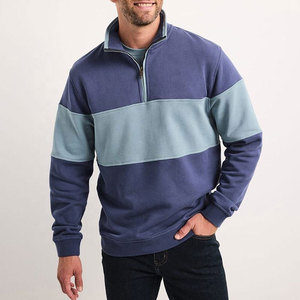 Sweat-shirt en molleton pour homme à col zippé, color block, anti-plis, coupe classique, col rond, décontracté, hiver, en French Terry 100% - Product Image 3
