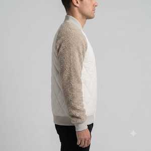 Chaqueta Bomber Acolchada para Hombre, Estilo Urbano, Forro Polar Sherpa, Invierno, Felpa, Poliéster, Algodón, Chaqueta Casual para Hombre - Product Image 3