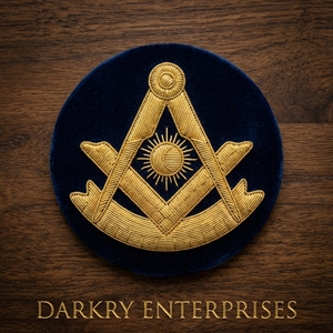 Handmade Silver Bullion Wire Embroidery Masonic Royal Arch Badge Blue Velvet Lodge Regalia Patch - Product Image 2