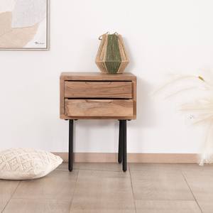 Mesita de noche Vandana Crystal Spirit en acacia natural y metal Alto con 2 cajones - Product Image 4
