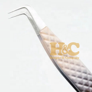 Pinzas de Diseño Elegante para Extensión de Pestañas, Punta Plateada, Logotipo Personalizado, Pinzas de Acero Inoxidable Sostenibles - Product Image 3