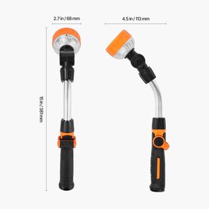 Lancia d'irrigazione da 15 pollici per impieghi gravosi con 8 modelli di spruzzatura, testa girevole a 180 gradi, ugello per tubo da giardino lungo - Product Image 4