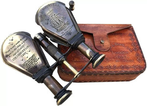 Jumelles gravées en laiton avec étui en cuir véritable, lunettes de champ vintage, cadeau optique classique, vente en gros personnalisée OEM - Product Image 5