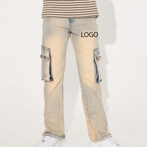 Pantalon en jean avec passants pour ceinture, jean bleu clair délavé, coupe confortable à la taille, design inspiré des tendances, poches latérales fonctionnelles - Product Image 1