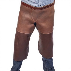 Protège-jambes en cuir marron pour fermeur, protection des sabots de cheval, pour l'écurie et les soins équestres - Product Image 1