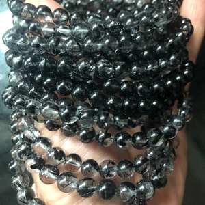 Perles de quartz rutile noir aciculaire naturel, perles rondes en vrac pour la fabrication de bijoux et artisanat DIY - Product Image 6
