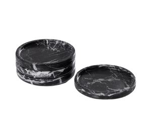 Ensemble de 4 sous-verres en marbre noir, sous-verres en pierre naturelle écologiques, accessoires de table de luxe, accessoires de bar, café, cocktail - Product Image 1