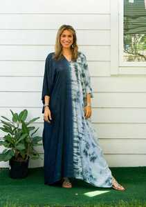 Women's Plus Size Boho Casual <b>Kaftan</b> Dresses Tie Dye V-Neck Tassel Slit Ankle-Length Straight Silhouette <b>Summer</b> Beach Cover ODM - Product Image 1