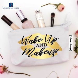 Vente flash - Pochette cosmétique en toile avec fermeture éclair - Unisexe - Sac à maquillage personnalisé - Fournisseur en gros d'usine - Product Image 1