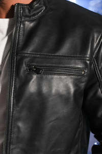 Blouson de motard en cuir véritable noir pour homme, personnalisable avec logo OEM, tendance, haute qualité, vente en gros, nouveau modèle 2026 - Product Image 6