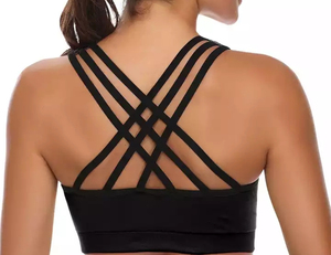 Strappy Back <b>Cross</b> Sports Bra Seamless Padded Gym <b>Top</b> Yoga Bralette High-Impact Activewear Wholesale Breathable Fitness Gear - Product Image 4