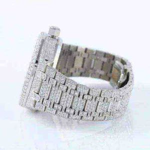 Reloj de Lujo con Diamantes para Hombre, Regalo Espléndido, con Movimiento de Cuarzo ETA Analógico, Caja de 28 mm, Cristal de Zafiro, Moissanita/Plata - Product Image 4