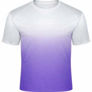 Camiseta de Manga Corta para Hombre, Color Degradado, Cuello Redondo, Corte Regular, Secado Rápido, Tejido de Poliéster, Estilo Deportivo Casual - Product Image 5