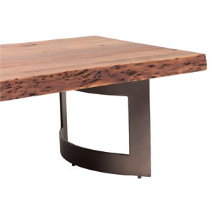 Mesa de Centro de Madera de Acacia con Borde Natural, Diseño Moderno Premium Hecho a Mano, con Patas Metálicas Plegables, de Lujo para Sala de Estar - Product Image 3