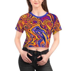 เสื้อยืดครอปท็อปผู้หญิง ระบายอากาศได้ดี สวมใส่สบายๆ ในฤดูร้อน คอกลม พิมพ์โลโก้ได้ตามต้องการ สไตล์ฮิปฮอป คลับ  สีสันปรับแต่งได้ - Product Image 1