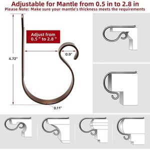 Supporti per Calze di Natale da Caminetto, Set da 4, Leggeri e Antiscivolo, Ganci Regolabili per Calze Natalizie - Product Image 6