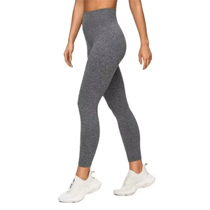 OEM ODM Women's High Waist Four-Way Stretch Tummy Control Yoga Leggings Spandex/Nylon Grey Fitness Gym Sports Wear - Product Image 1