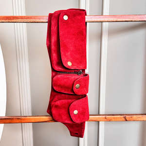 Nouveaux sacs de hanche multi-poches en cuir suédé véritable faits à la main avec sangle réglable Western unisexe en cuir utilitaire Fanny Packs - Product Image 3