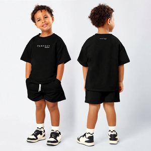 Ensembles de t-shirts et shorts pour enfants de qualité supérieure, 100 % coton, vêtements d'été pour enfants, ensembles 2 pièces, shorts pour garçons, filles, unisexe, vêtements pour enfants - Product Image 5