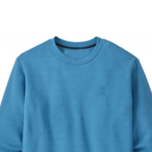 <b>Men's</b> <b>Blue</b> Crew Neck Sweatshirt Knitted Solid Color Regular Fit Casual Pullover Winter Wear 2027 100% Cotton Eco-Friendly - Product Image 4