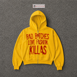 <b>Yellow</b> Oversized Zip Up <b>Hoodie</b> Red Graphic Print Unisex Streetwear Fashion Full Zipper Hooded Sweatshirt For <b>Men</b> Women Casual - Product Image 5