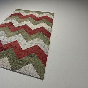 Tapis Chevron en laine tuftée à la main, à boucles, écologique, antidérapant, moderne, motif géométrique en zigzag, couleur sauge terre cuite - Product Image 2