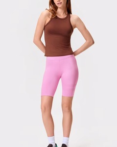 Premium <b>Brown</b> Color Seamless Knitted <b>Women's</b> Workout Tank <b>Top</b> Ultra Soft Lightweight Athletic Stretch Quick Dry Breathable - Product Image 3