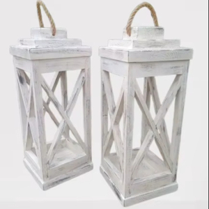 Nueva Lámpara de Madera Hecha a Mano con Acabado Blanco Marfil para Decoración del Hogar y Jardín, Personalizable - Product Image 1