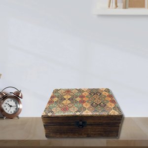 Handcrafted Wooden Printed Keepsake Box Printed Ethnic Decorative <b>Storage</b> Box Jewelry Organizer Treasure <b>Chest</b> <b>Storage</b> - Product Image 5