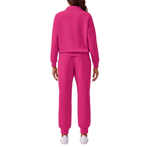 Conjunto Deportivo para Mujer, Top de Manga Larga y Pantalones con Cintura Elástica, Cómodo para Viajes y Gimnasio - Product Image 5