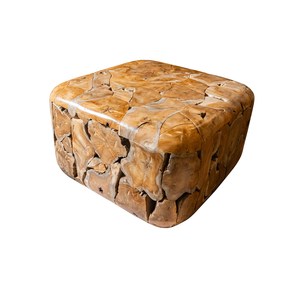 Mesa de Centro ARTERRA Premium Hecha a Mano con Cubos de Raíz de Teca Rústica, Muebles Ecológicos para Sala de Estar que Combinan la Textura Natural de la Madera - Product Image 1