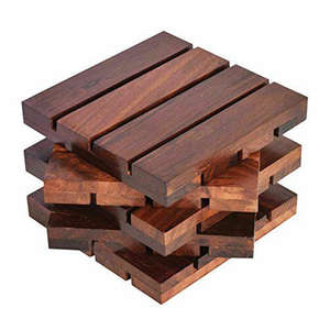 Handmade Wooden Tea Coaster and Holder Set Classic Design Durable Customizable Color - Product Image 2