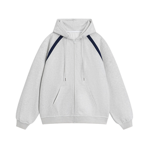 Sudaderas con Cremallera Personalizadas para Hombre, Tallas Grandes, Ropa Urbana a la Moda, Sudaderas con Bordado Desgastado - Product Image 3