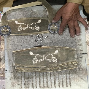 Lederhosen bavaroises en cuir de chèvre véritable, taille haute, longueur genou, tricotées, écologiques, anti-plis, grandes tailles - Product Image 2