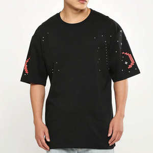 T-shirts pour hommes en coton 100% respirant de qualité supérieure, coupe ample, imprimés en relief, coupe classique, écologiques, séchage rapide, t-shirt graphique - Product Image 1