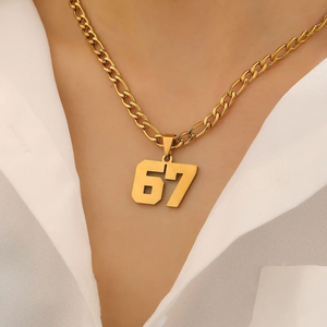 สร้อยคอจี้ตัวเลขสำหรับผู้ใหญ่ ทำจากสแตนเลส 304 พร้อมเคลือบ PVD ชุบทองคำแท้ 18K - Product Image 6