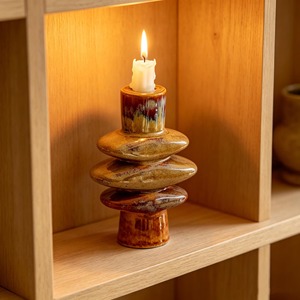 Designer Wooden Mirror Polished <b>Candle</b> Stand Modern Decorative <b>Candle</b> Holder Perfect For Home Interior Party Setup And Events - Product Image 3