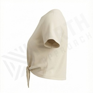 เสื้อครอปท็อปผ้าฝ้ายสีตามสั่งสำหรับผู้หญิง เสื้อยืดเปล่าระบายอากาศได้ดี เนื้อผ้านุ่ม สไตล์สตรีทแวร์ เหมาะสำหรับออกกำลังกาย ฟิตเนส และกิจกรรมต่างๆ - Product Image 3