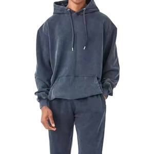 Venta al por mayor 2024 hombres lavado ácido pantalones de chándal y sudadera conjunto de gran tamaño ropa de calle joggers conjunto hip hop casual chándal hombres 2026 - Product Image 5