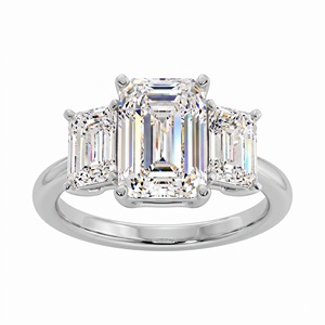 Anillo de Diamantes Emra Tri-nity de Plata de Ley 925 con Diamante Cultivado en Laboratorio de 2 Quilates, Anillo Clásico de Tres Piedras para Regalos en Ocasiones Especiales - Product Image 1